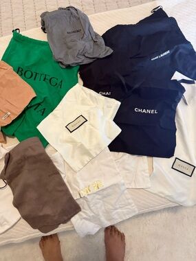 Mix It Designer Dust Bag Lot in Black, White, Green, Gray, Brown, Tan